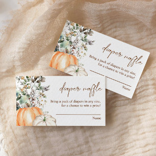 Fall Baby Shower Autumn Pumpkin Diaper Raffle  Enclosure Card