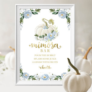 Fall Baby Shower Blue Gold Mimosa Bar Sign