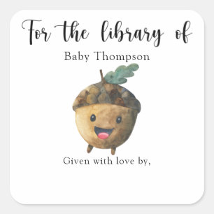 Fall Baby Shower bookplate, books for baby Square Sticker