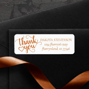 Fall Baby Shower   Burnt Orange Thank You Address Return Address Label