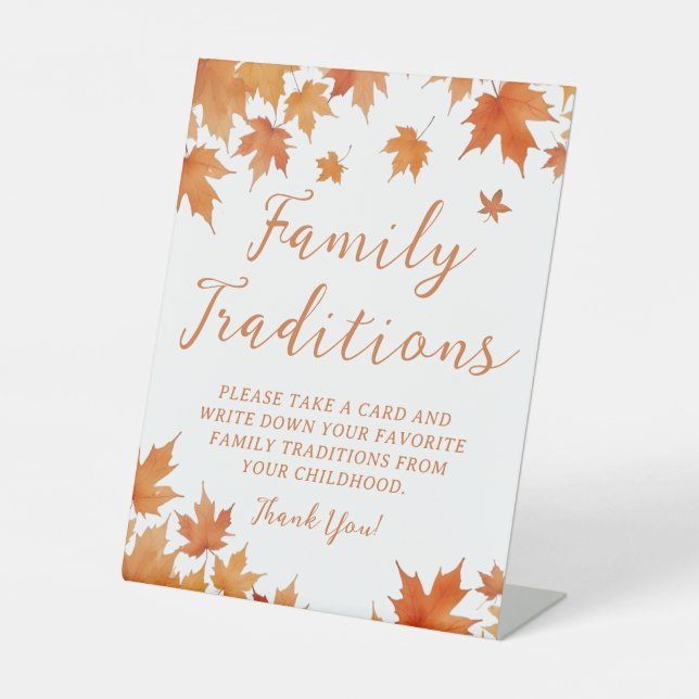 Fall Baby Shower Family Traditions Pedestal Sign (Front)