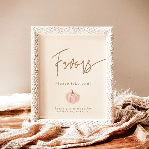 Fall Baby Shower Favours Sign, Pumpkin Favours Sig Poster
