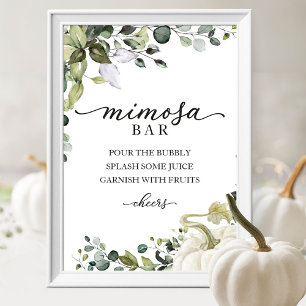 Fall Baby Shower Greenery Mimosa Bar Sign