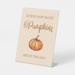 Fall Baby Shower Guess How Many Pumpkins Pedestal Sign