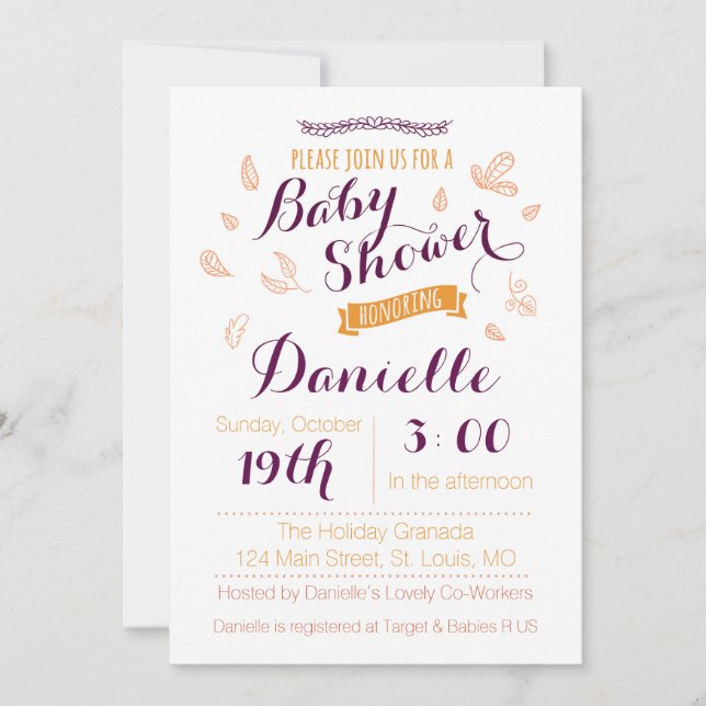 Fall Baby Shower Invitation (Front)