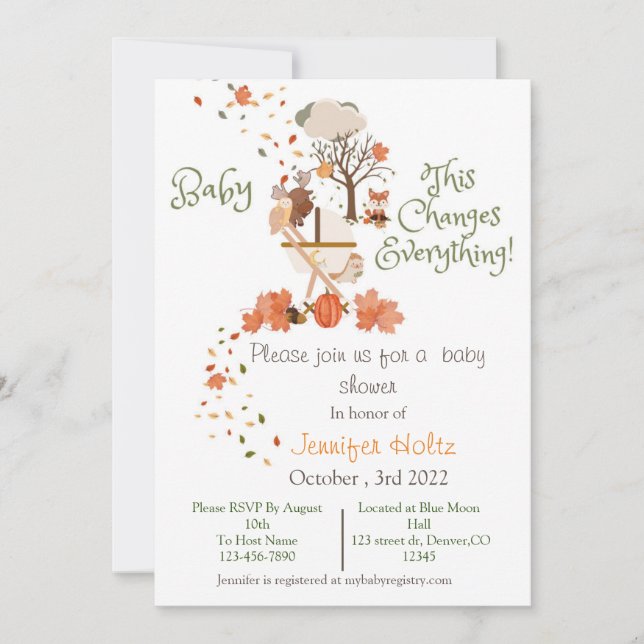 Fall baby shower invitation  (Front)