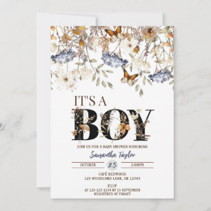 Fall Baby Shower Invitation, Autumn Baby Boy Invitation