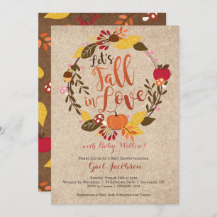 Fall Baby Shower Invitation - "Fall in Love" Pink