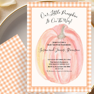 Fall Baby Shower Invitation Little Pumpkin Gingham