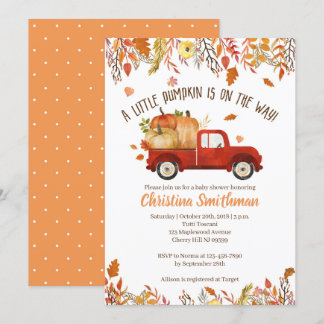 Fall Baby Shower Invitations Little Pumpkin