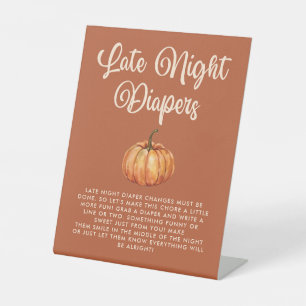 Fall Baby Shower Late Night Diapers Game Pedestal Sign