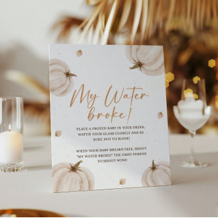 Fall Baby Shower My Water Broke Sign