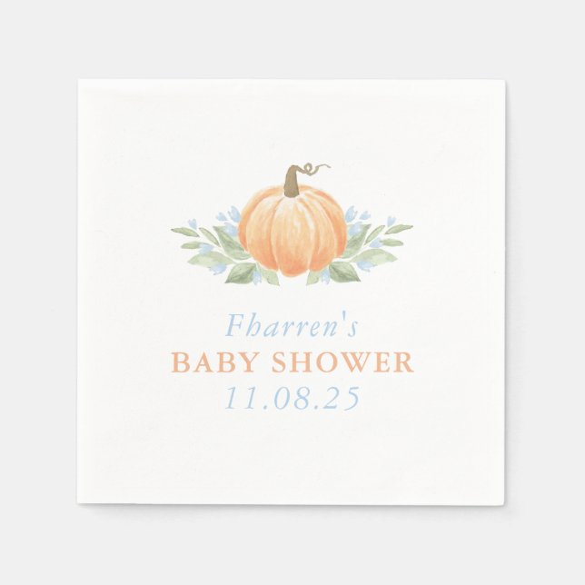 Fall Baby Shower Napkins | Pumpkin (Front)