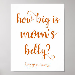 Fall Baby Shower   Orange How Big is Mom's Belly Poster