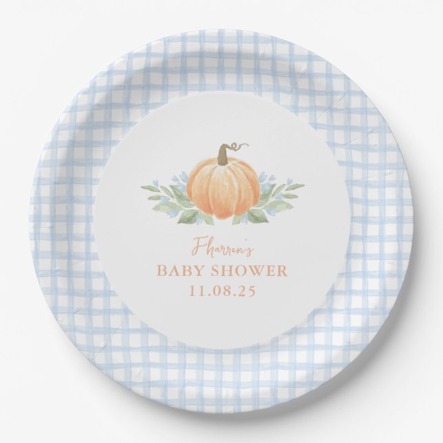 Fall Baby Shower Plates | Pumpkin  (Front)