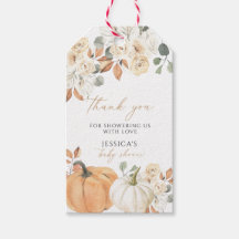 Fall baby shower square favour tag , Thank you tag