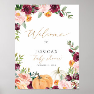 Fall baby shower welcome sign, little pumpkin sign