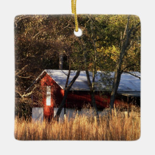 Fall Barn in Central Maryland Ceramic Ornament