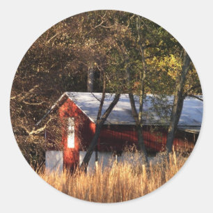 Fall Barn in Central Maryland Classic Round Sticker