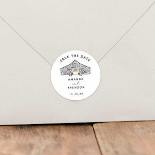 Fall Barn Pumpkins Save the Date Classic Round Sticker