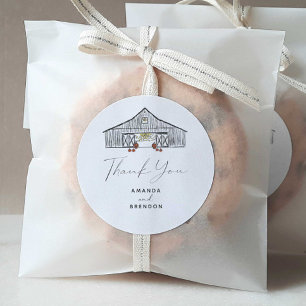 Fall Barn Pumpkins Wedding Thank You Classic Round Sticker