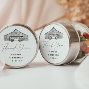 Fall Barn Pumpkins Wedding Thank You Classic Round Sticker