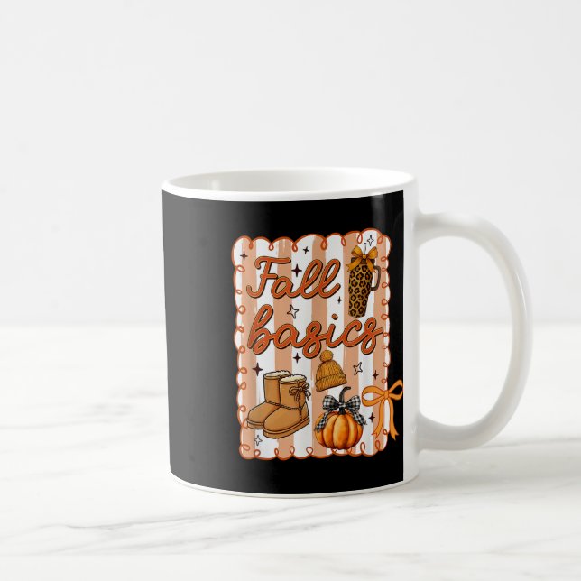 Fall Basics Coquette Bow Pumpkin Thanksgiving Autu Coffee Mug (Right)