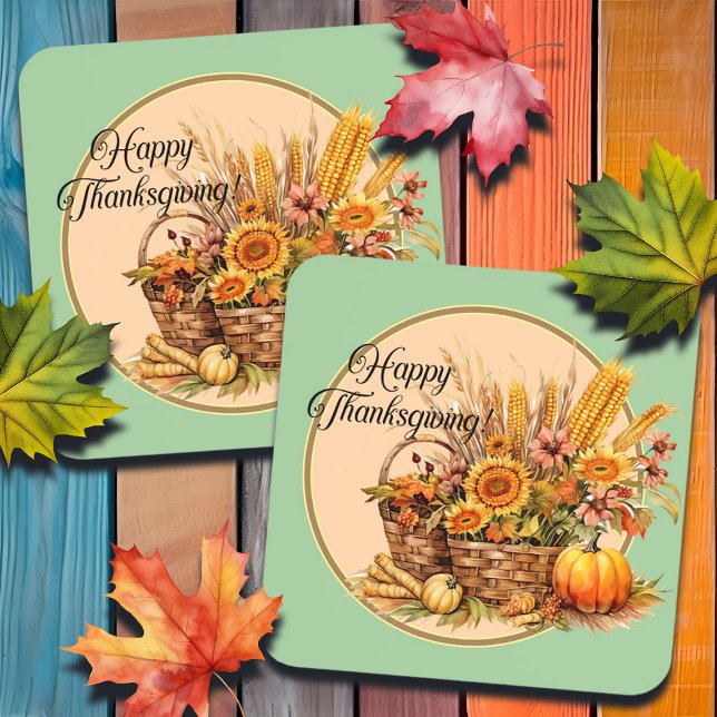 Fall Basket, Flowers, Pumpkins, Maize Coaster (Creator Uploaded)