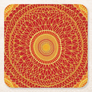 Fall BasketWeave Flower Square Paper Coaster