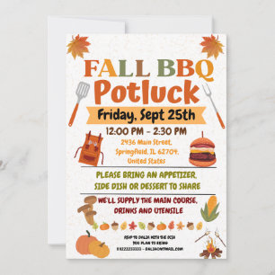 Fall BBQ Potluck Invitation Card