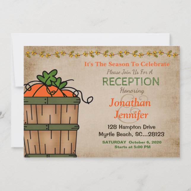 Fall  BBQ Wedding  Reception Invitation (Front)