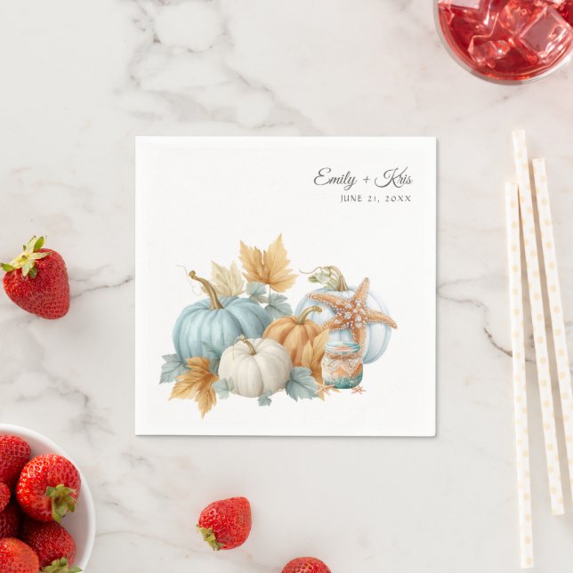 Fall Beach Wedding Pumpkin Napkin (Insitu)