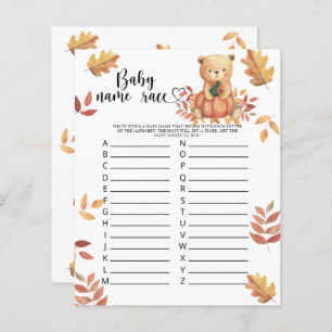 Fall Bear - Baby name race game