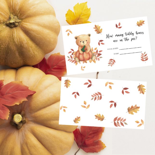 Fall Bear baby shower - guess how many teddy bears Enclosure Card (Creator Uploaded)