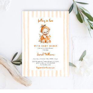 Fall Bear Pumpkin Baby Shower Invitation