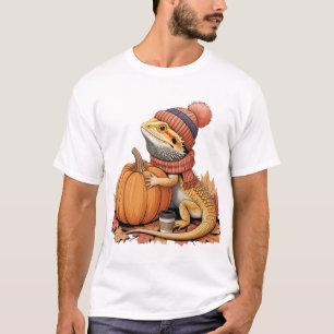 Fall Bearded Dragon with Pumpkin Art T-Shirt