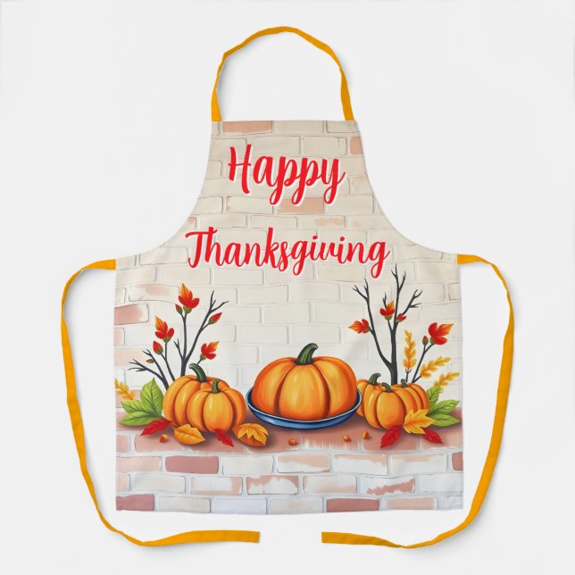 Fall Beautiful Popular Happy Thanksgiving Apron (Front)