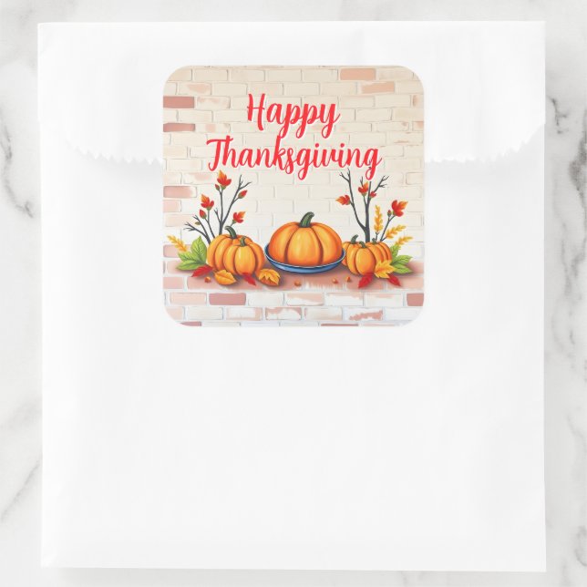 Fall Beautiful Popular Happy Thanksgiving Square Sticker (Bag)