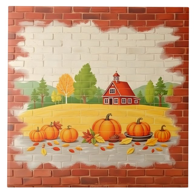 Fall Beautiful Trendy Happy Thanksgiving Ceramic Tile (Front)