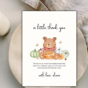 Fall Bee Cutie Pumpkin Pie Teddy Bear Baby Shower  Thank You Card