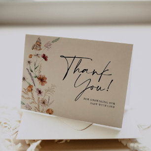 Fall Beige Floral Baby Shower Thank You Card