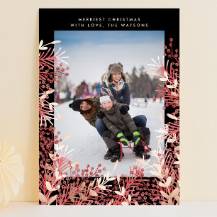 Fall Berries Frame Christmas Holiday Photo Card