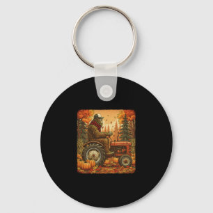 Fall Bigfoot Sasquatch Thanksgiving Autumn Farmer  Key Ring