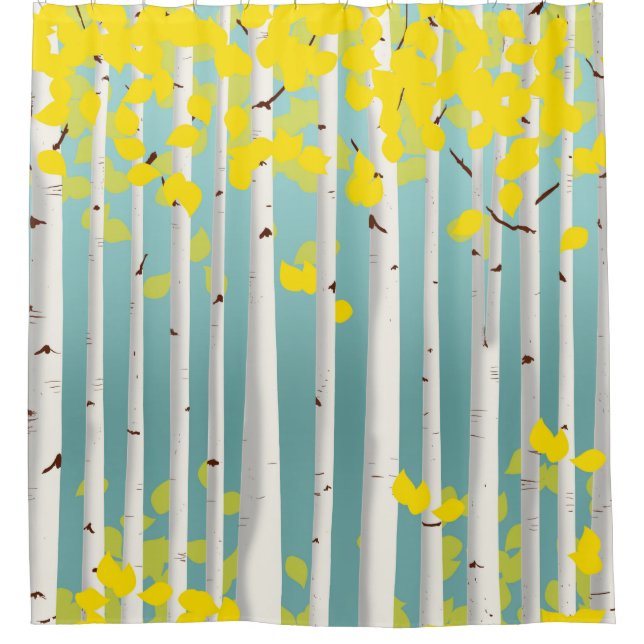 Fall Birch Trees Shower Curtain (Front)