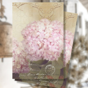 Fall Bird Floral Pink Hydrangea Ephemera Decoupage Tissue Paper