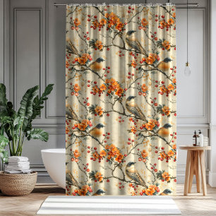 Fall Birds Blooms Curtain Gift for Their Bathroom