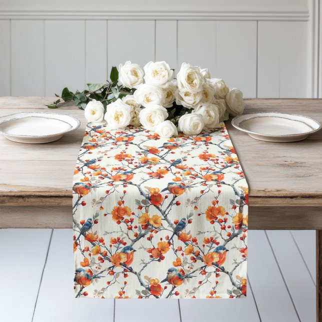 Fall Birds & Blooms Runner Cosy Charm for Autumn (Fall Birds & Blooms Runner Cozy Charm for Autumn Tables)