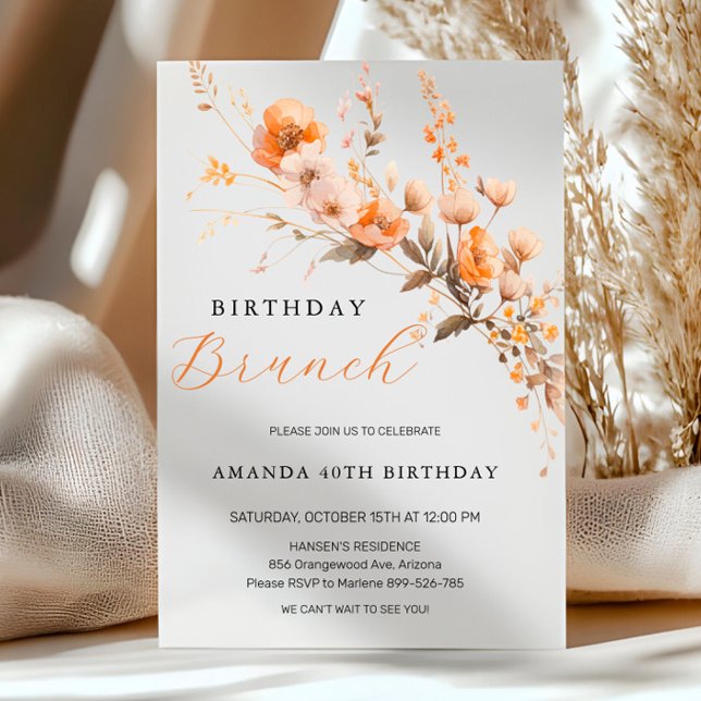 Fall Birthday Brunch Invitation - Autumn Floral (Creator Uploaded)
