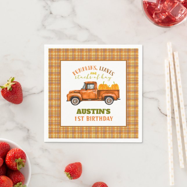 Fall Birthday Truck Napkin - Custom (Insitu)
