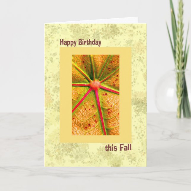 Fall Birthday, Yellow and Gold Card (Front)